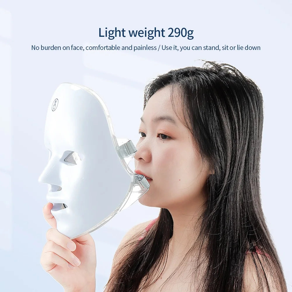 Masque LED 7 Lumières – Soin Visage et Cou Anti-Âge