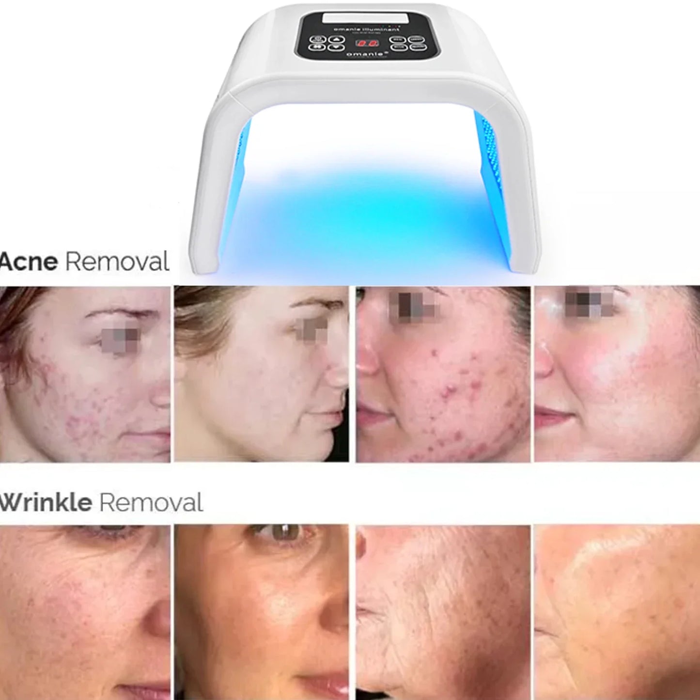 Home beauty salon 7-color LED light therapy facial mask PDT spectrometer skin moisturizing red blue bright
