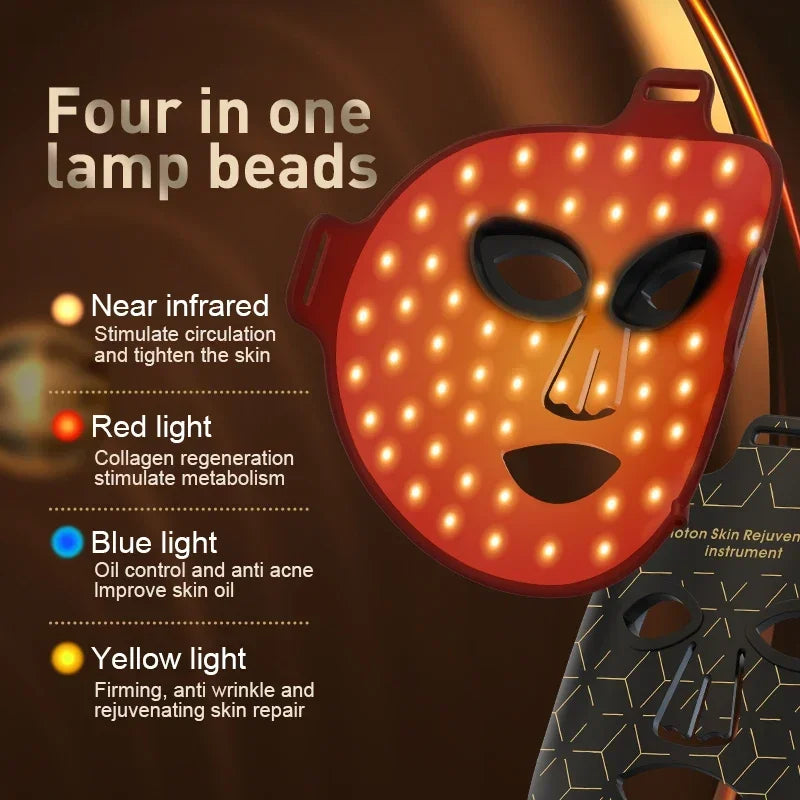 Led Mask Photon Therapy Mask Red Light Therapy 4 Color Led Therapy Anti Aging Advanced Photon Flexible Soft Mask for Skin Care