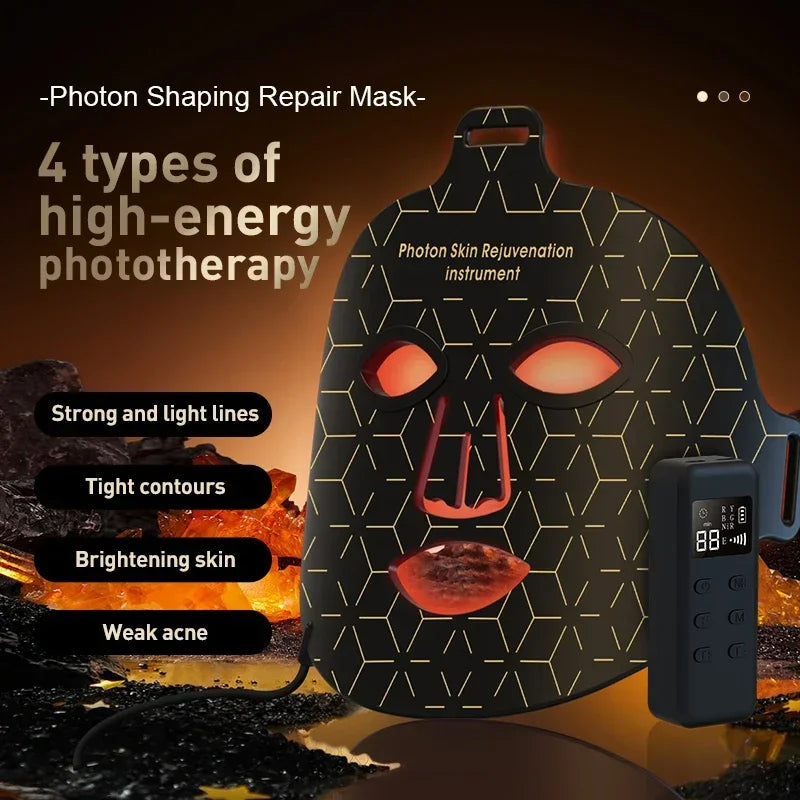 Led Mask Photon Therapy Mask Red Light Therapy 4 Color Led Therapy Anti Aging Advanced Photon Flexible Soft Mask for Skin Care