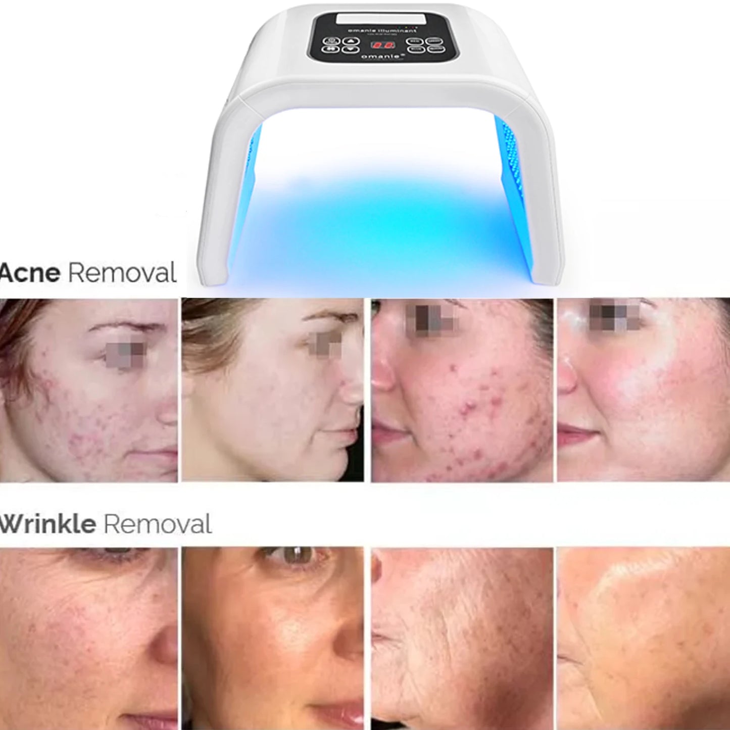Home beauty salon 7-color LED light therapy facial mask PDT spectrometer skin moisturizing red blue bright