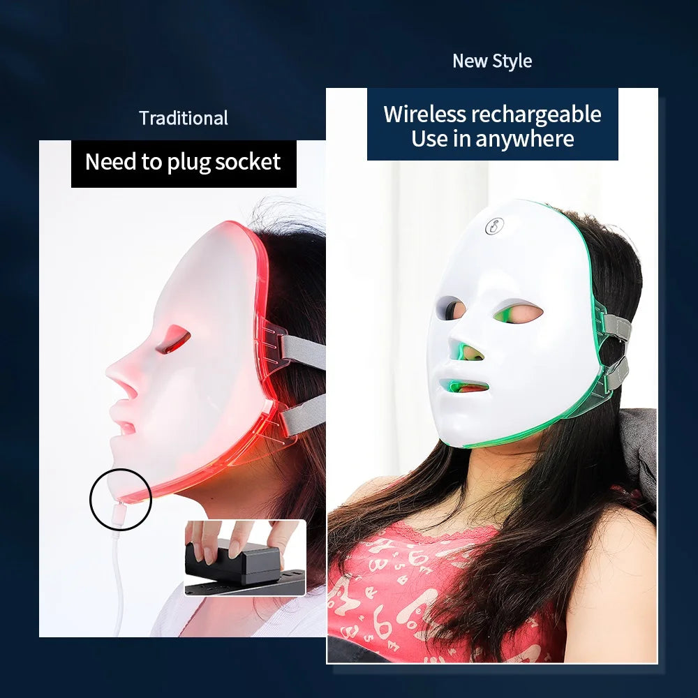 Masque LED 7 Lumières – Soin Visage et Cou Anti-Âge