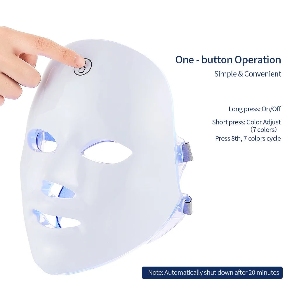 Masque LED 7 Lumières – Soin Visage et Cou Anti-Âge